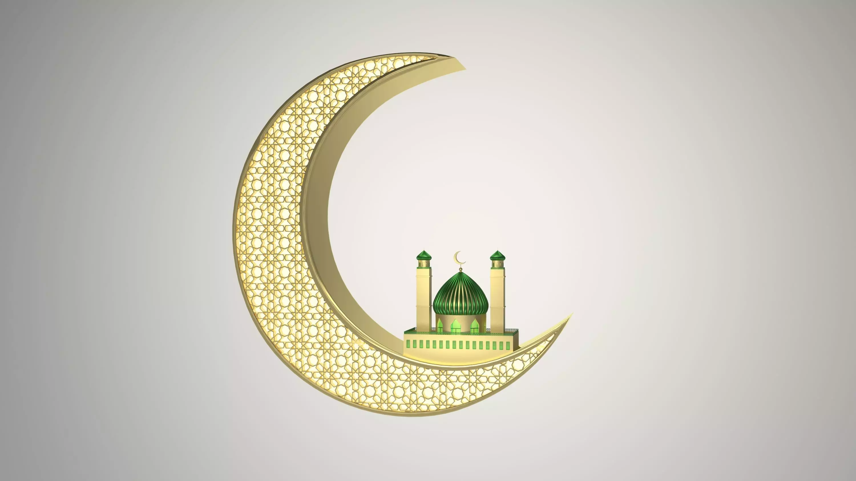 Mosque 3D crescent with 3D model_0