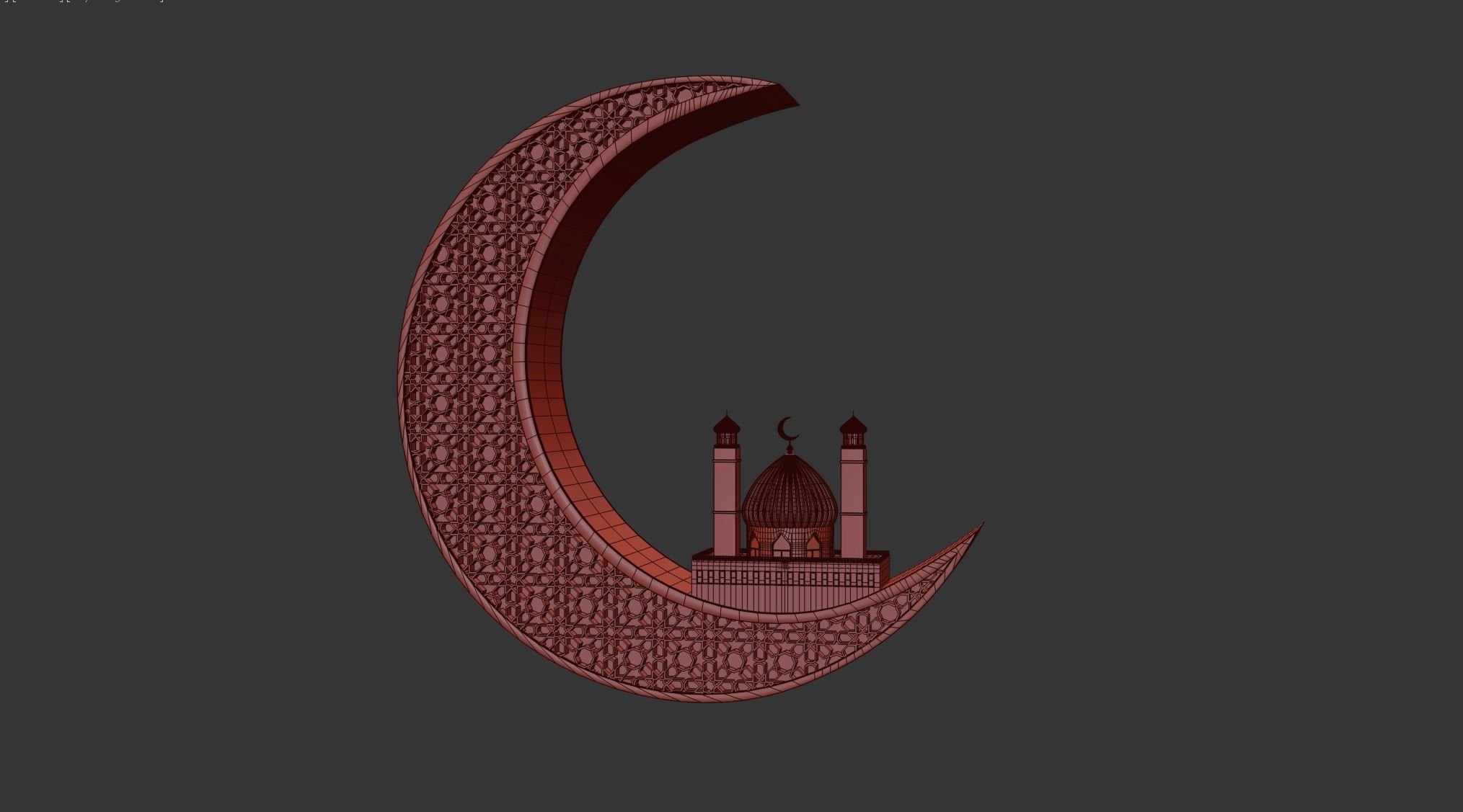 Mosque 3D crescent with 3D model_1