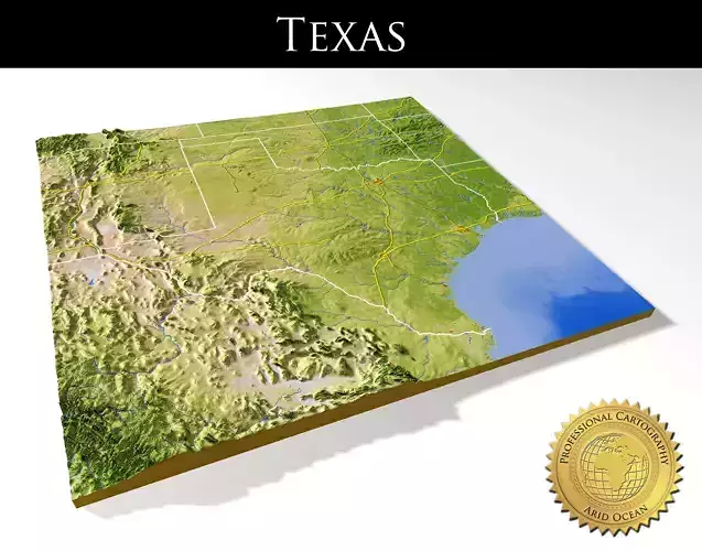 Texas High resolution 3D relief maps 3D model