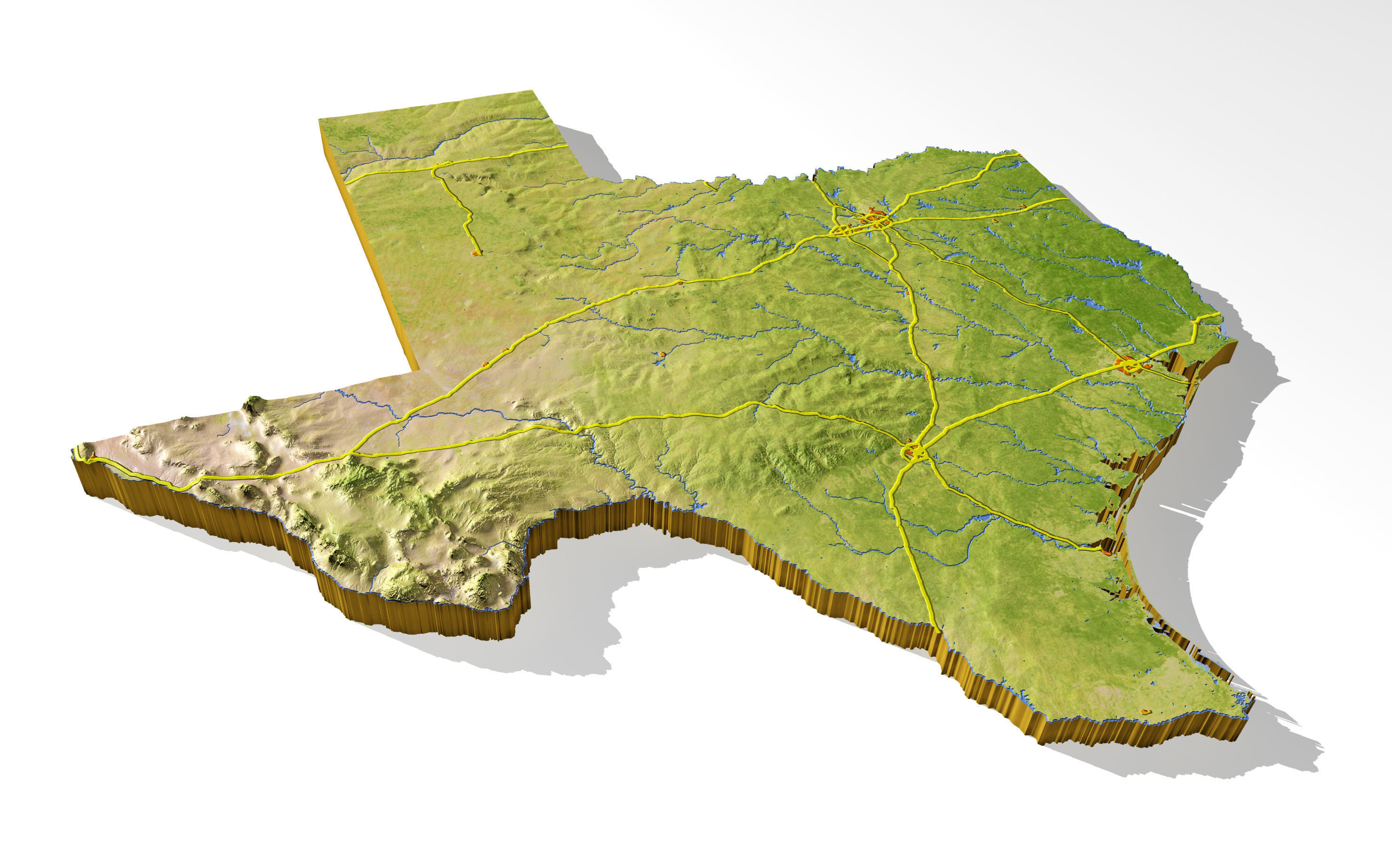 Texas High resolution 3D relief maps 3D model_1