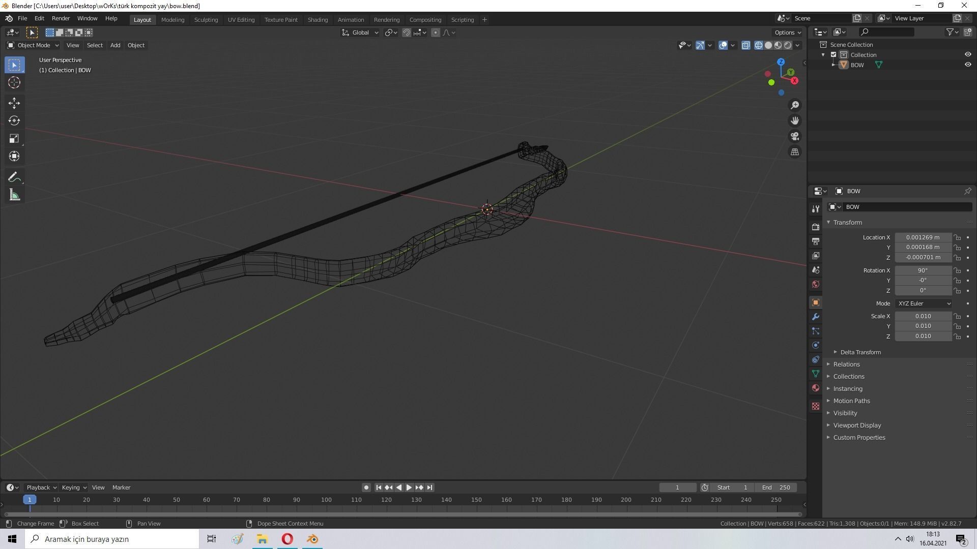 Low Poly Bow and arrow Free low-poly 3D model_6