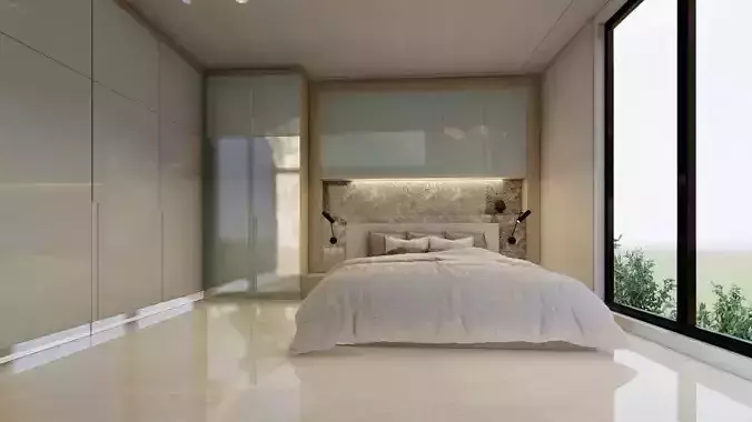 MINIMALIS WHITE MASTER BEDROOM 3D model