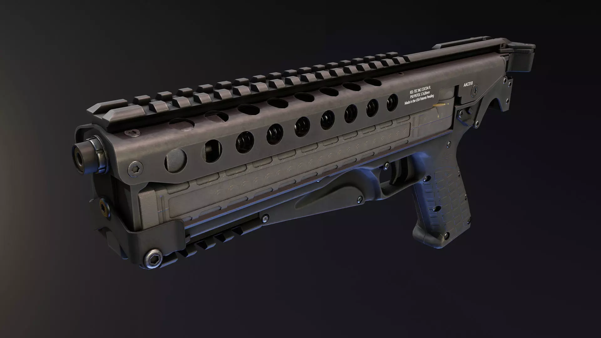 KelTec P50 pistol Low-poly 3D model