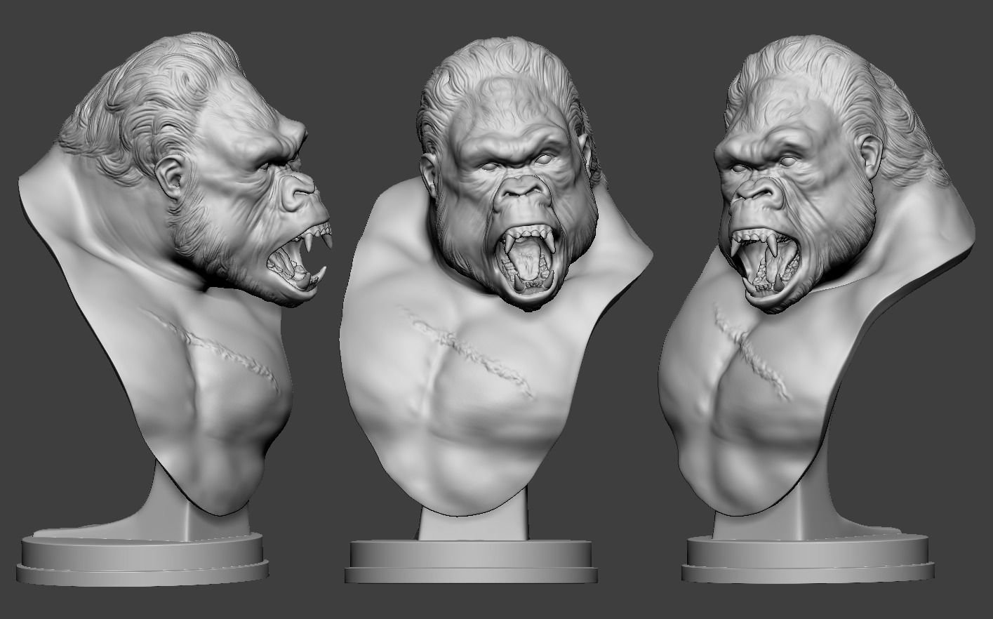 Gorilla Bust 3D print model_10