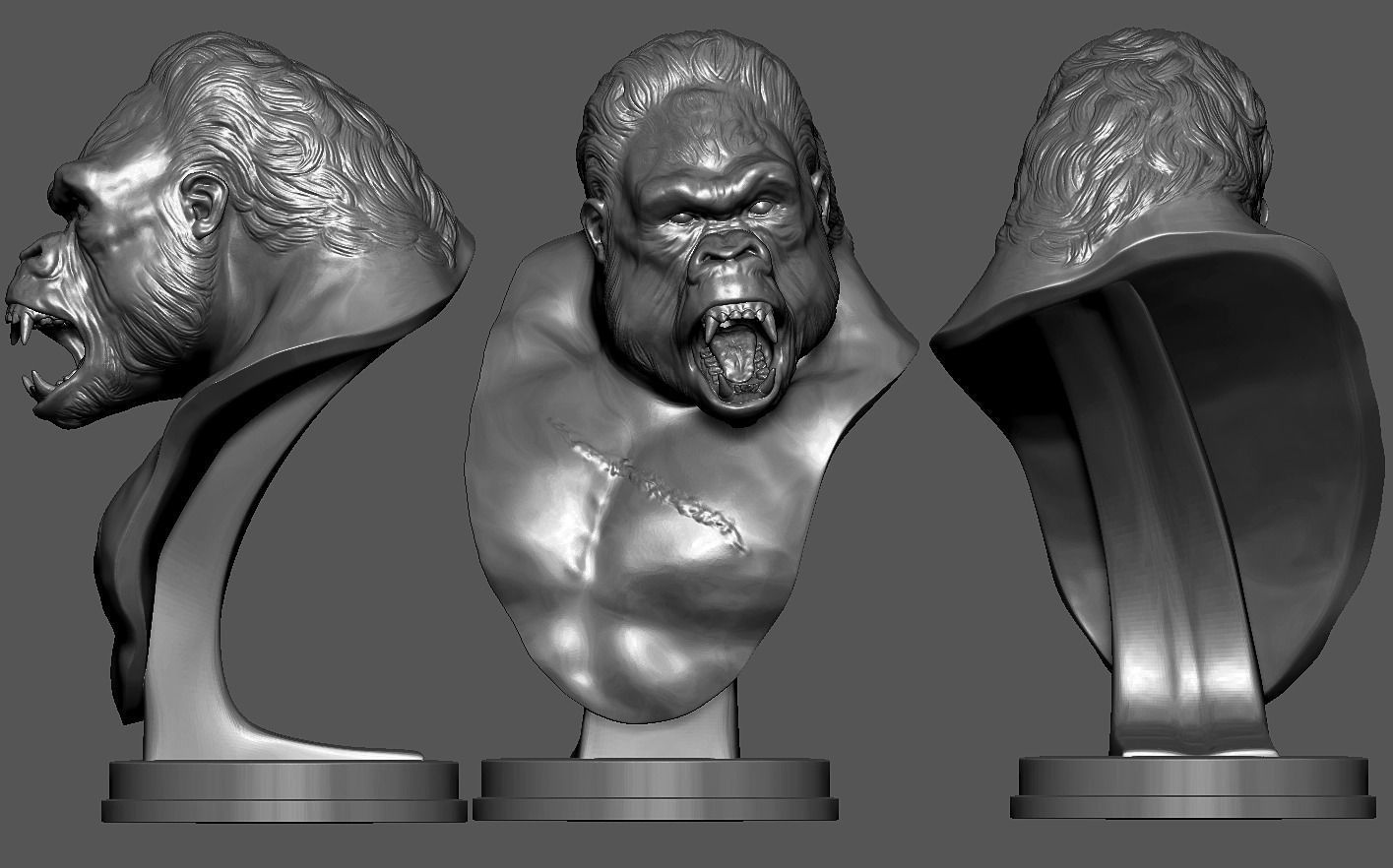 Gorilla Bust 3D print model_16