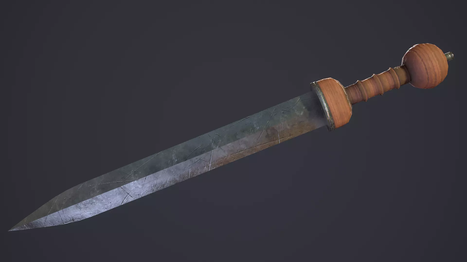 Gladius sword with wooden handle Low-poly 3D model_0