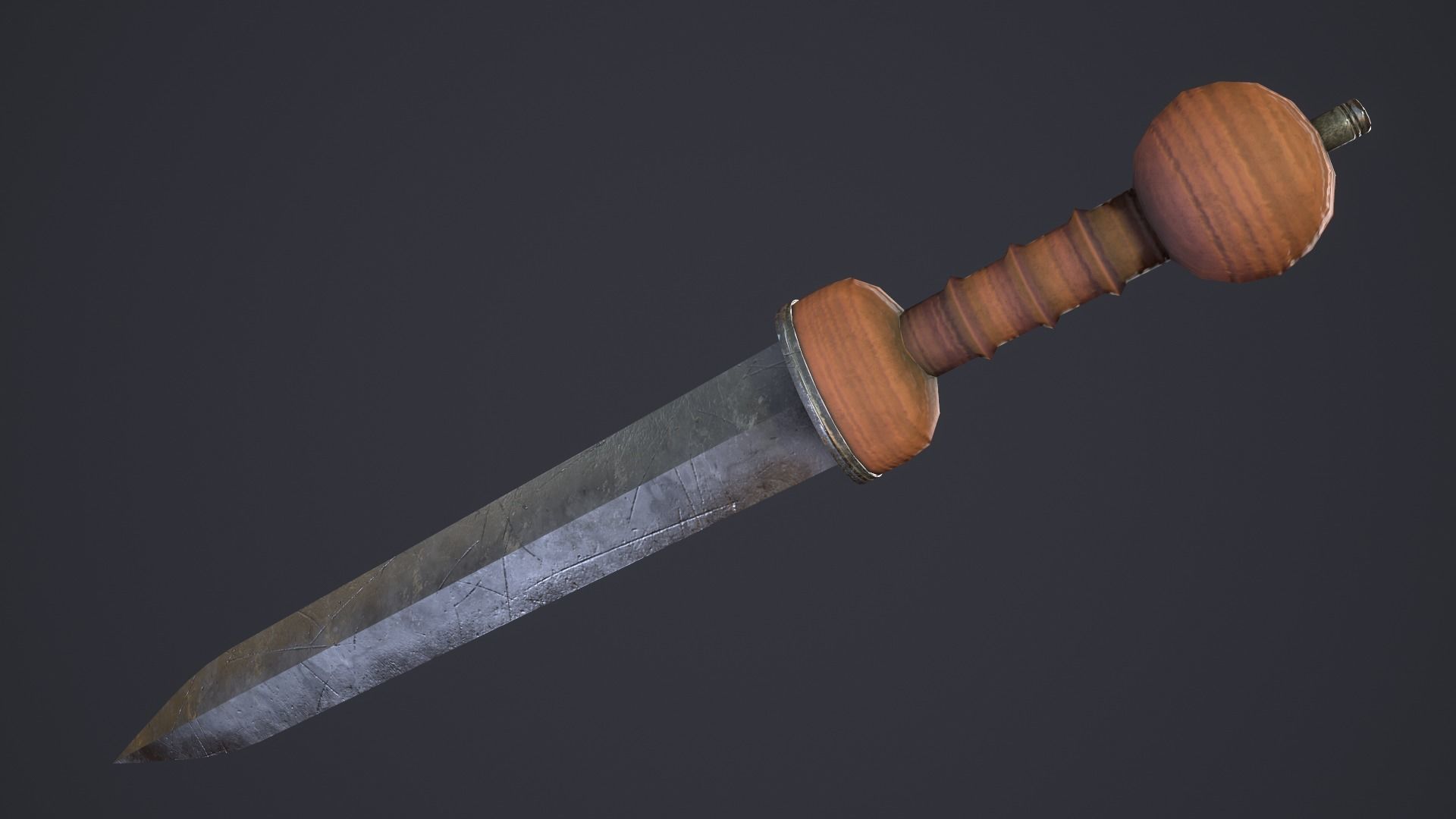 Gladius sword with wooden handle Low-poly 3D model_3