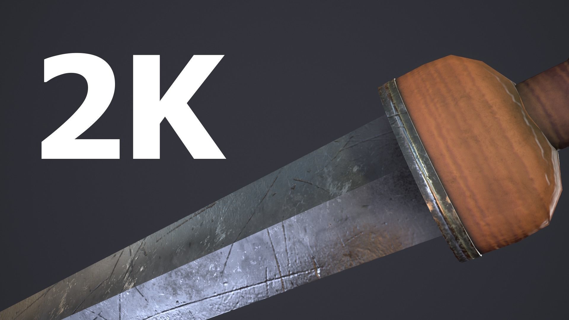 Gladius sword with wooden handle Low-poly 3D model_6