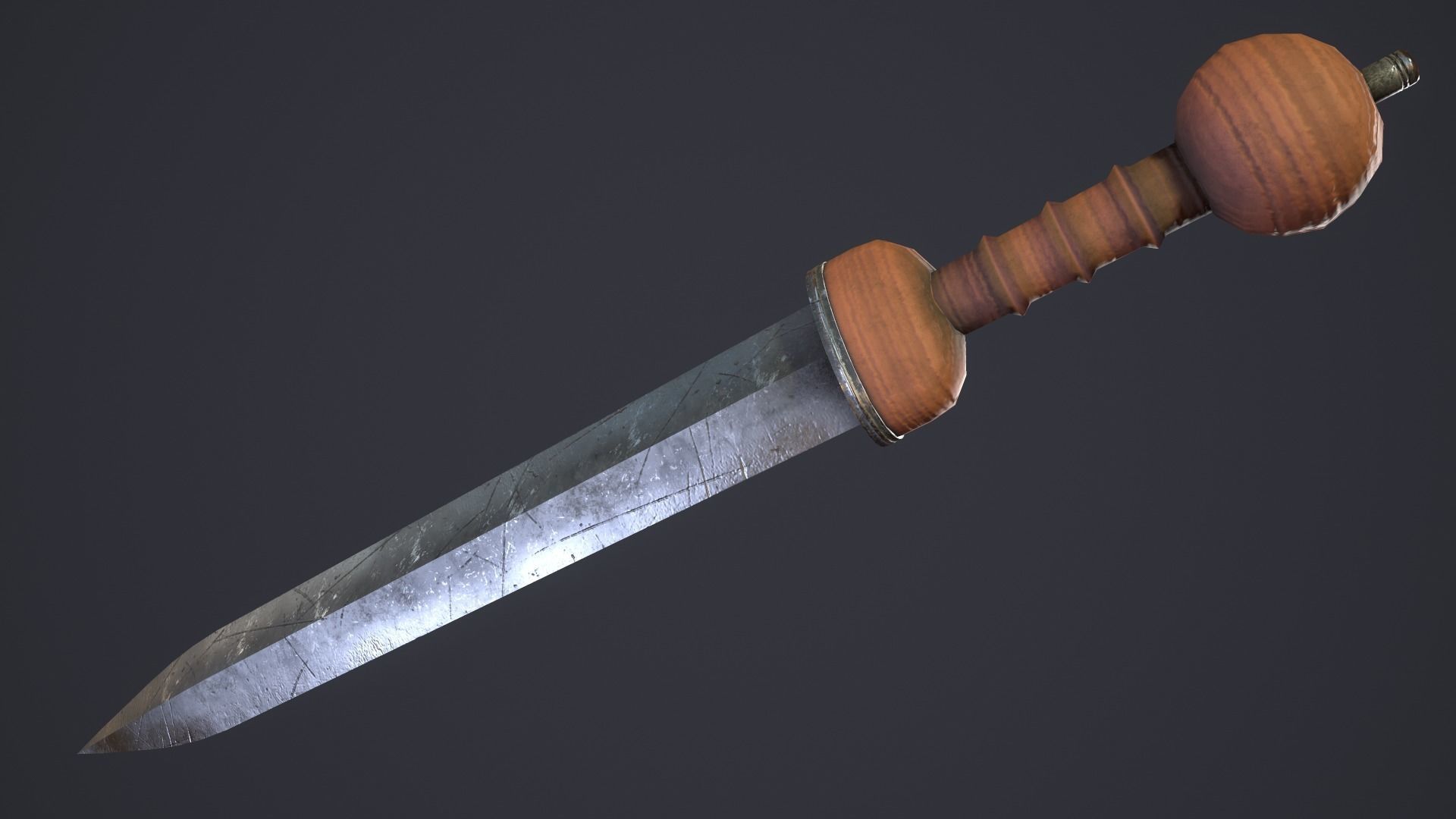 Gladius sword with wooden handle Low-poly 3D model_4