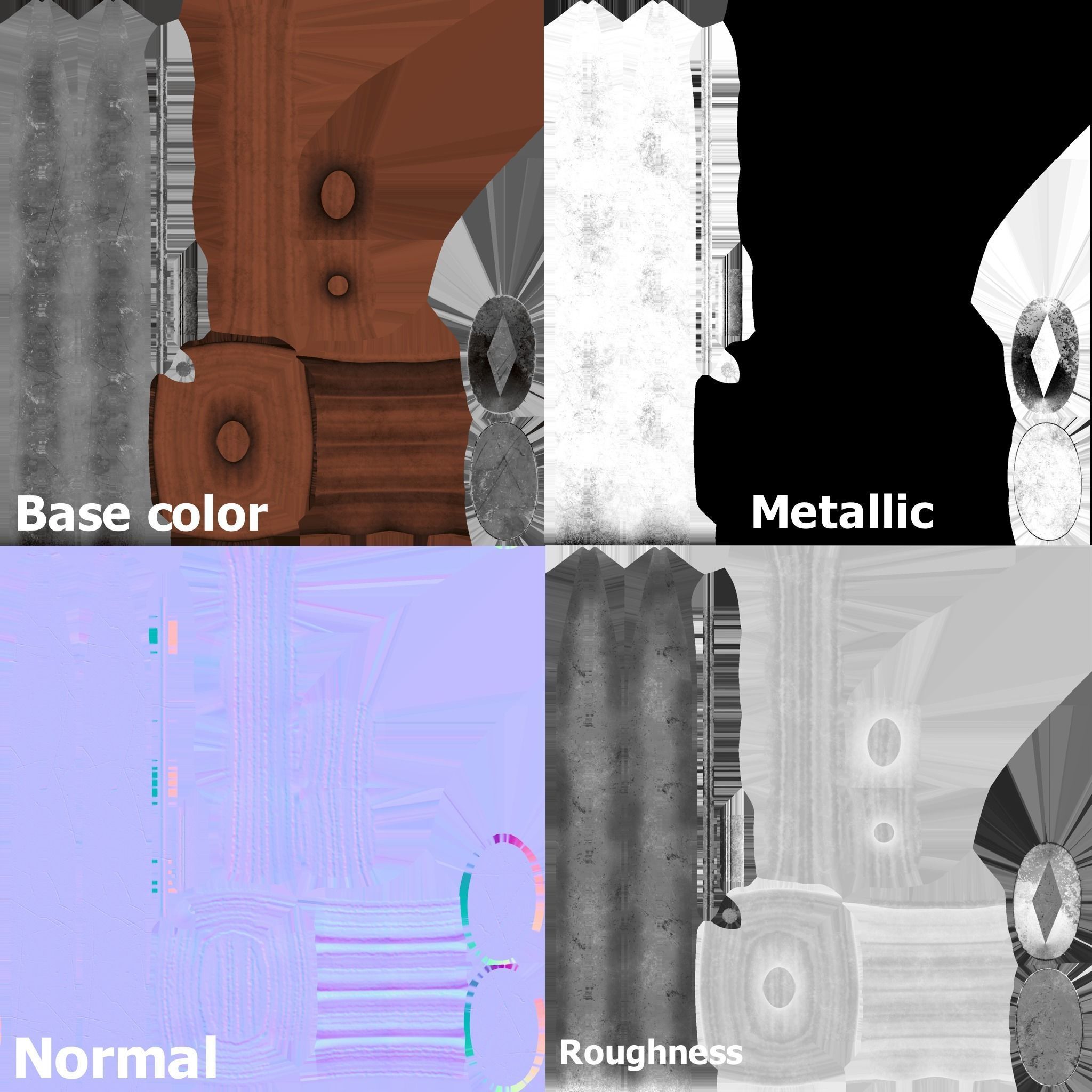 Gladius sword with wooden handle Low-poly 3D model_9