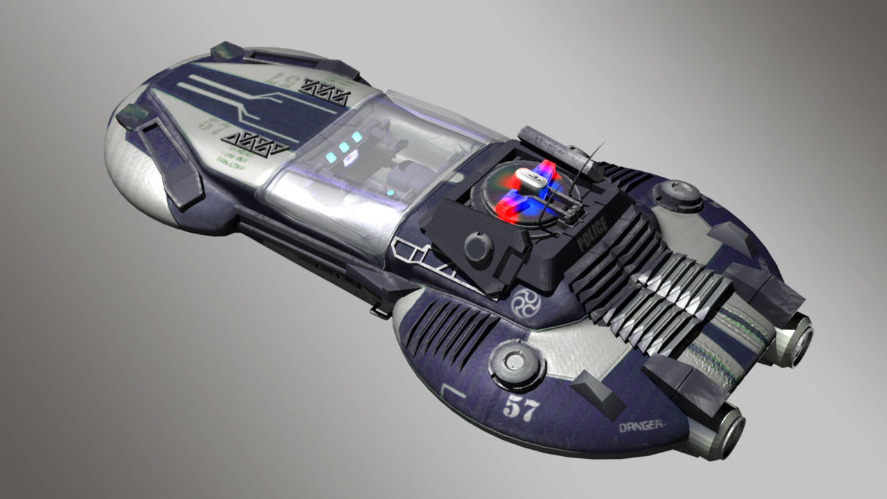 Cyber Police Car Low-poly 3D model_2