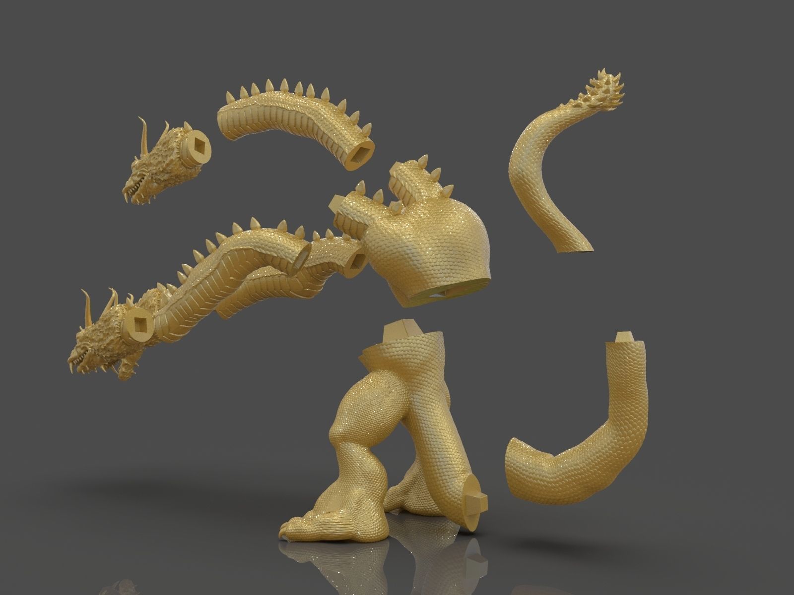 King Ghidorah Headphones Holder 3D print model_23