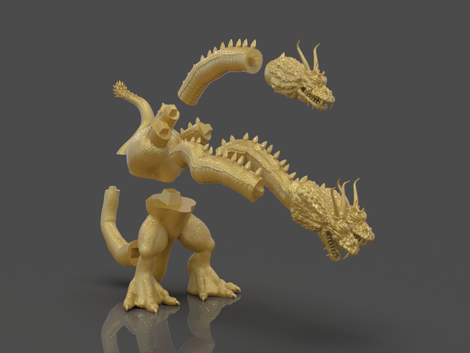 King Ghidorah Headphones Holder 3D print model_28