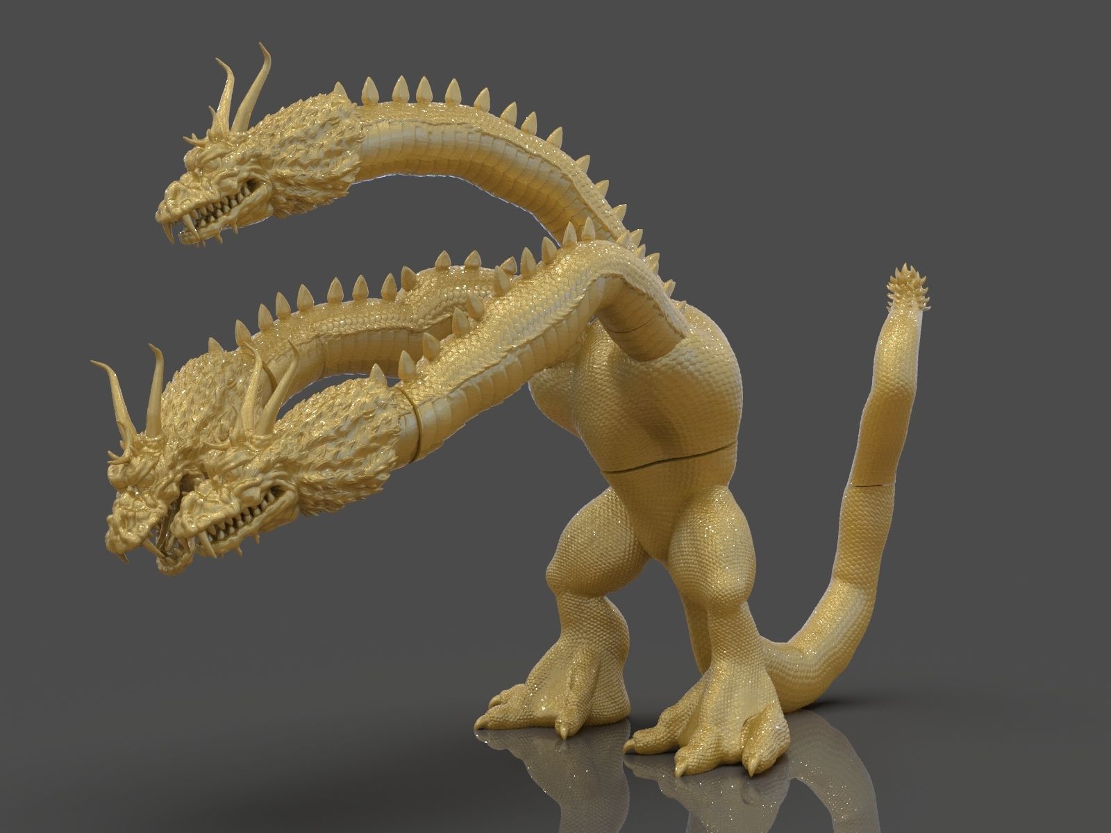 King Ghidorah Headphones Holder 3D print model_29