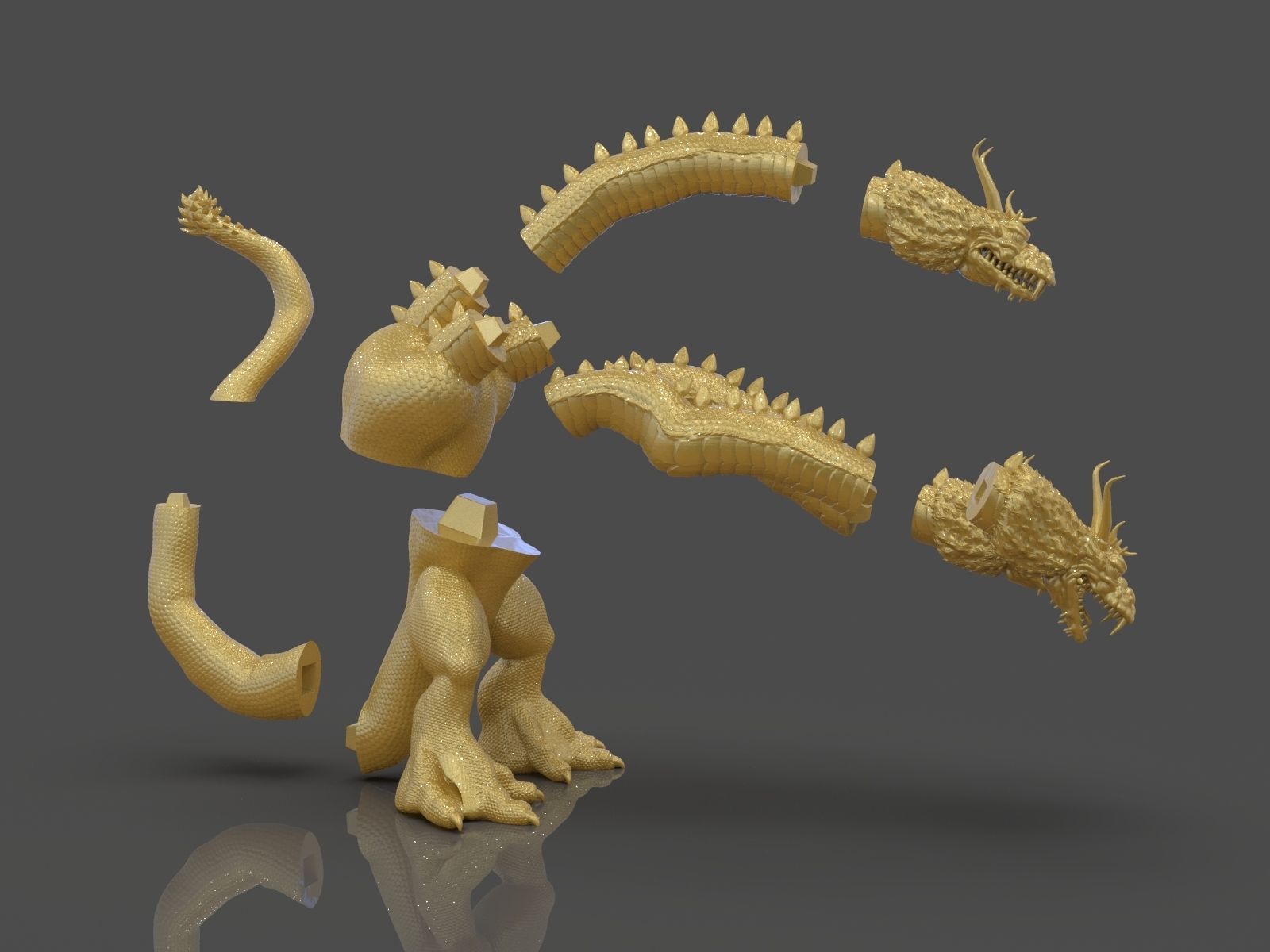 King Ghidorah Headphones Holder 3D print model_27