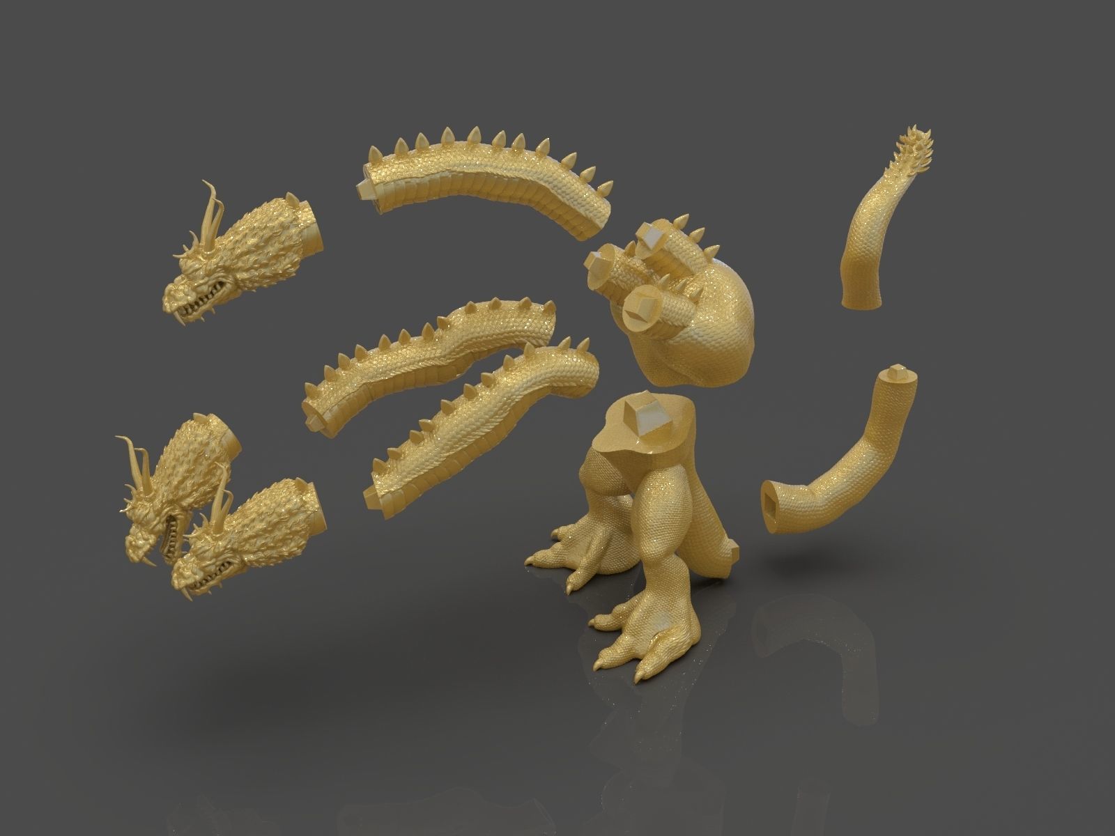 King Ghidorah Headphones Holder 3D print model_32