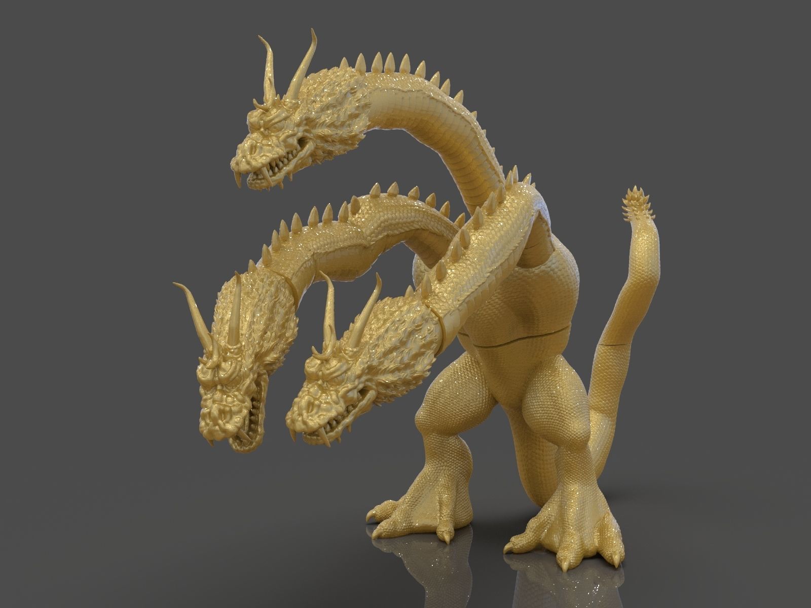 King Ghidorah Headphones Holder 3D print model_7