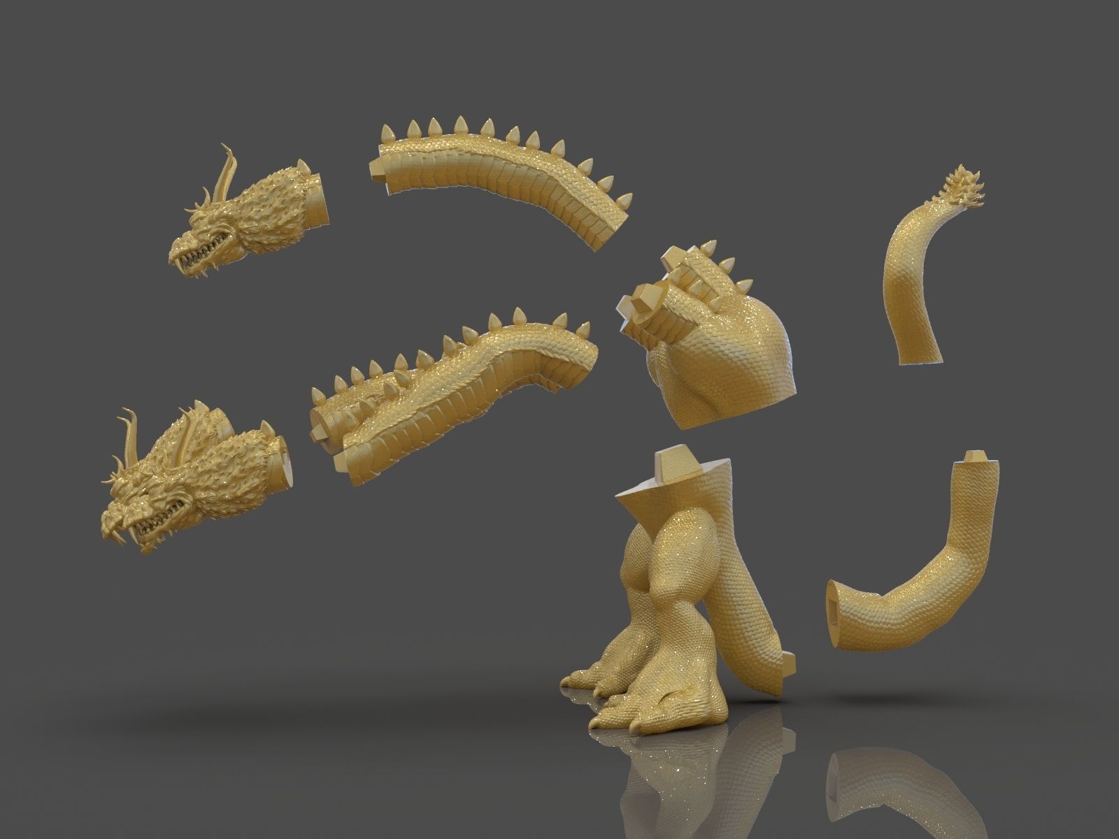 King Ghidorah Headphones Holder 3D print model_24
