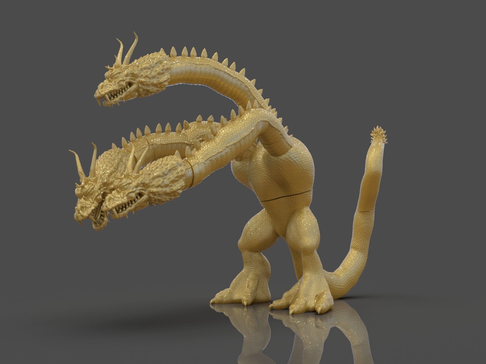 King Ghidorah Headphones Holder 3D print model_17