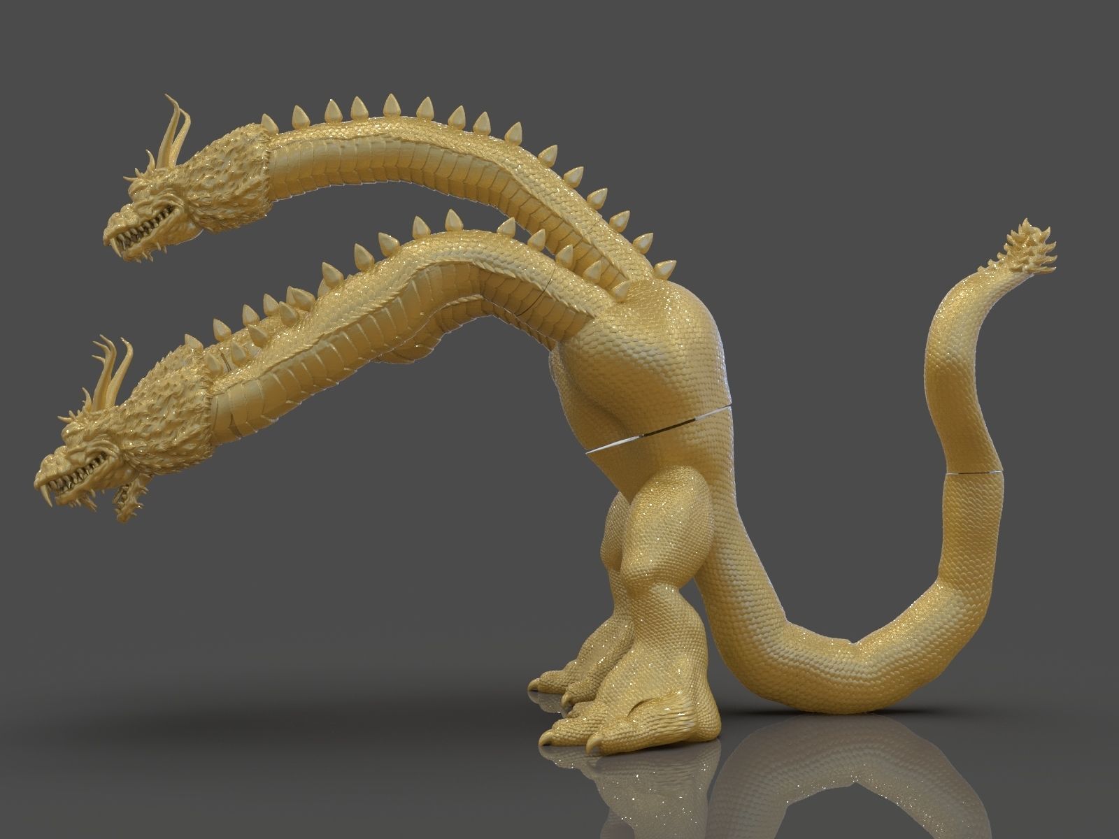 King Ghidorah Headphones Holder 3D print model_14
