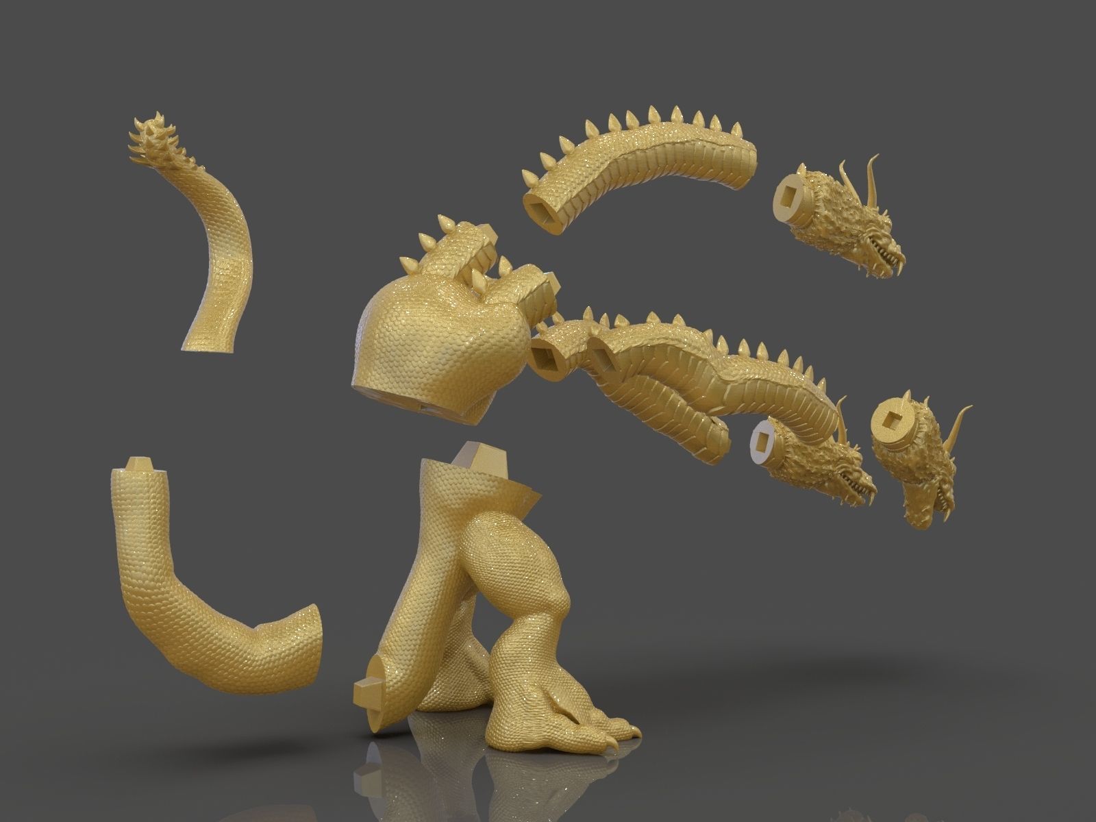 King Ghidorah Headphones Holder 3D print model_36