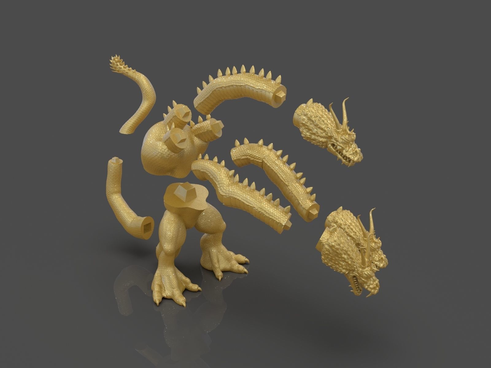 King Ghidorah Headphones Holder 3D print model_33