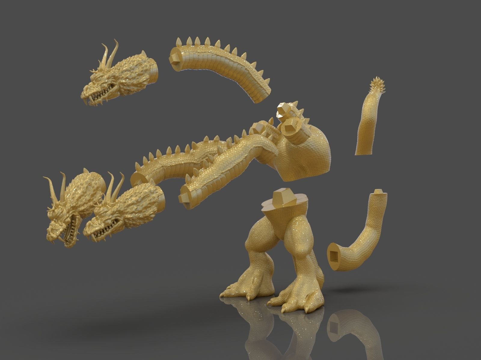 King Ghidorah Headphones Holder 3D print model_22