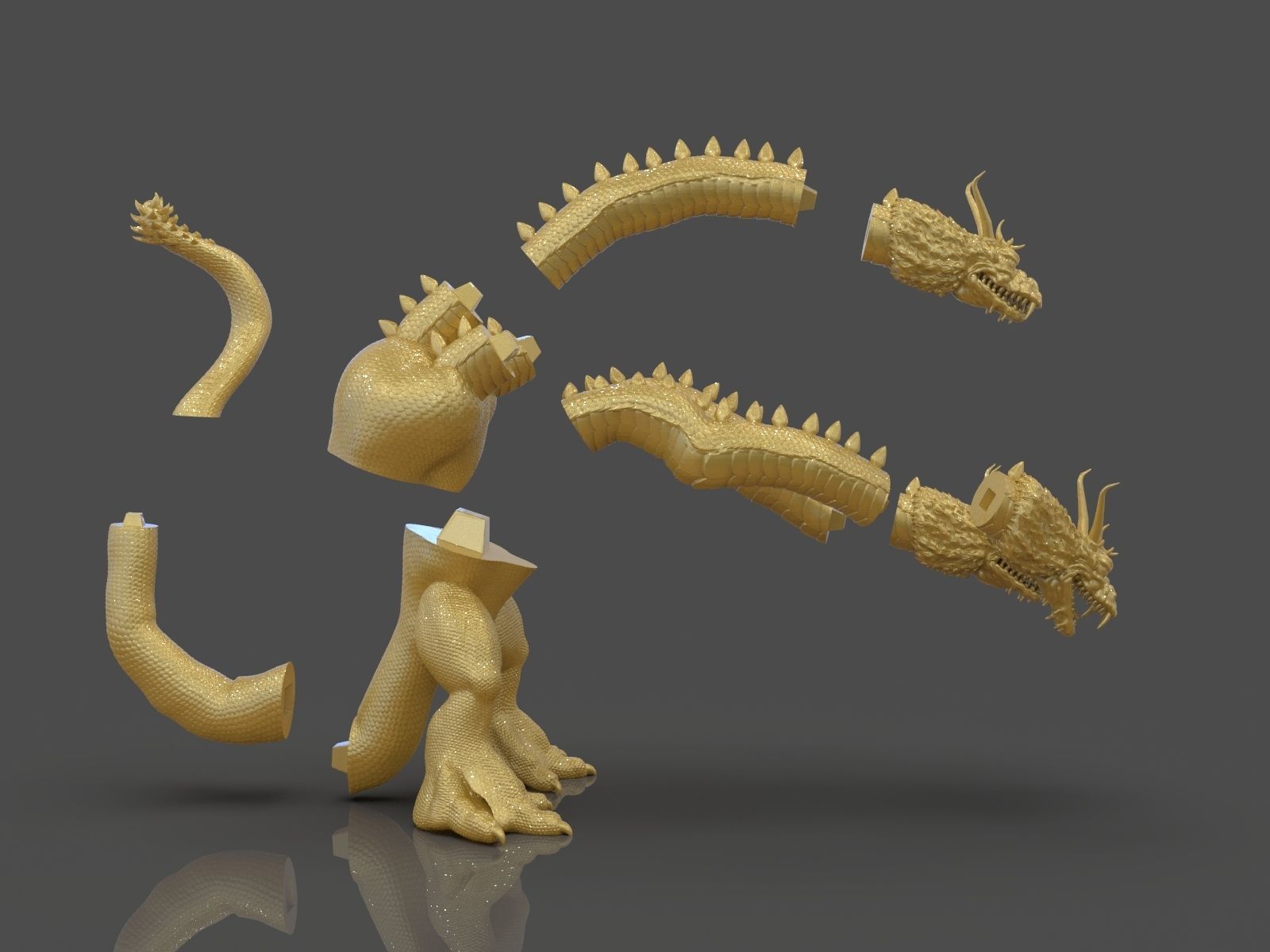 King Ghidorah Headphones Holder 3D print model_30