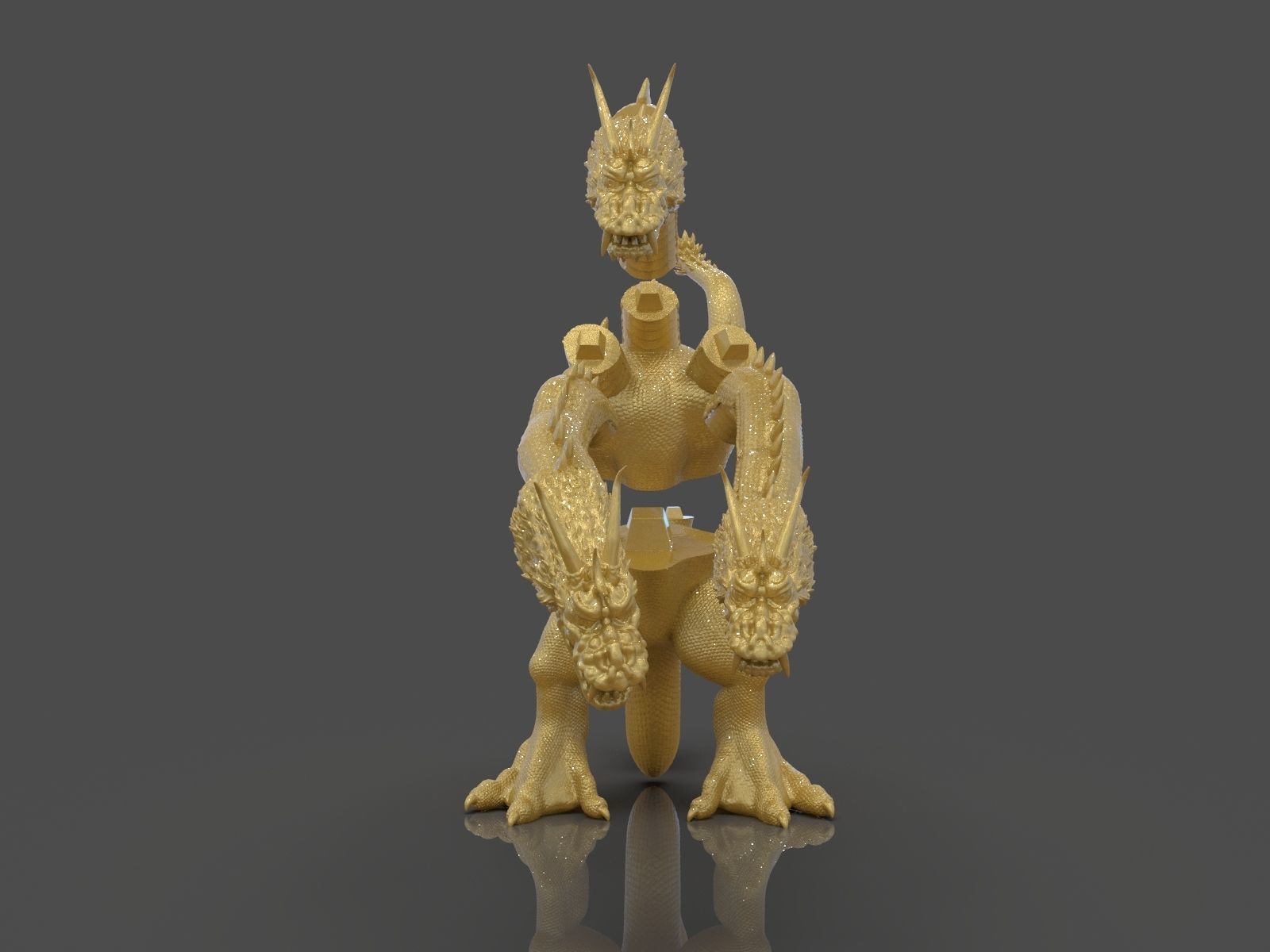 King Ghidorah Headphones Holder 3D print model_25