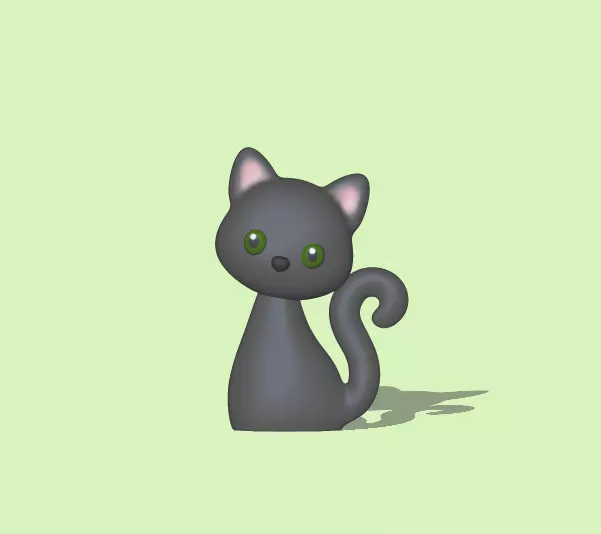 Little Sitting Cat 3D print model_0