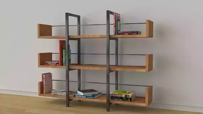 wood and metal shelf 