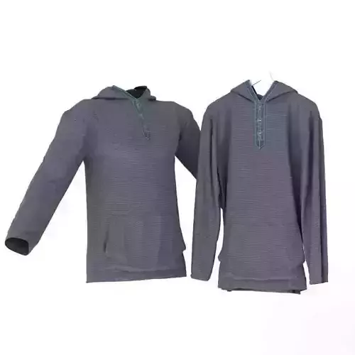 Pullover Hooded Blouse Blue 3D model