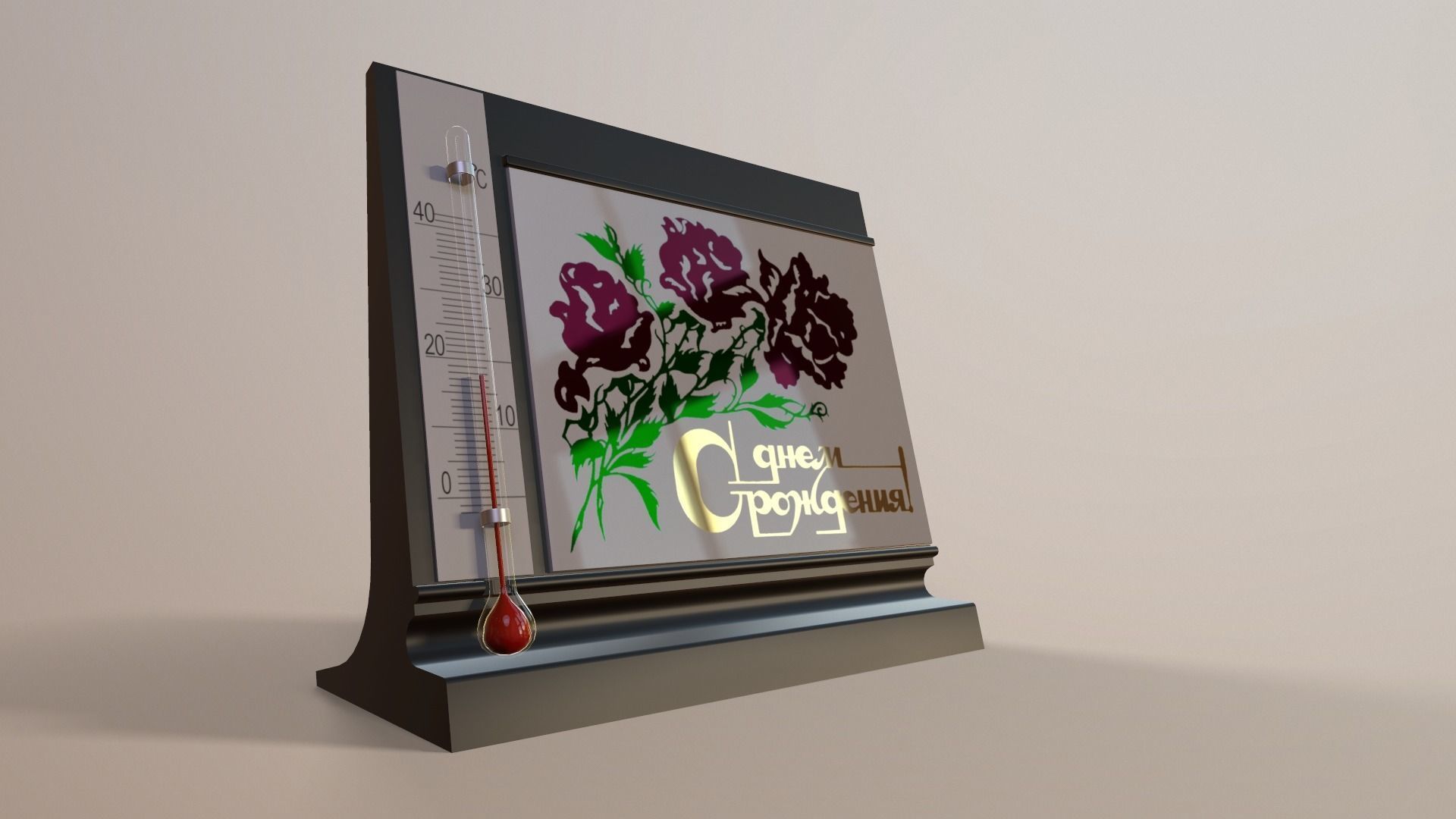 Old table thermometer  Low-poly 3D model_4