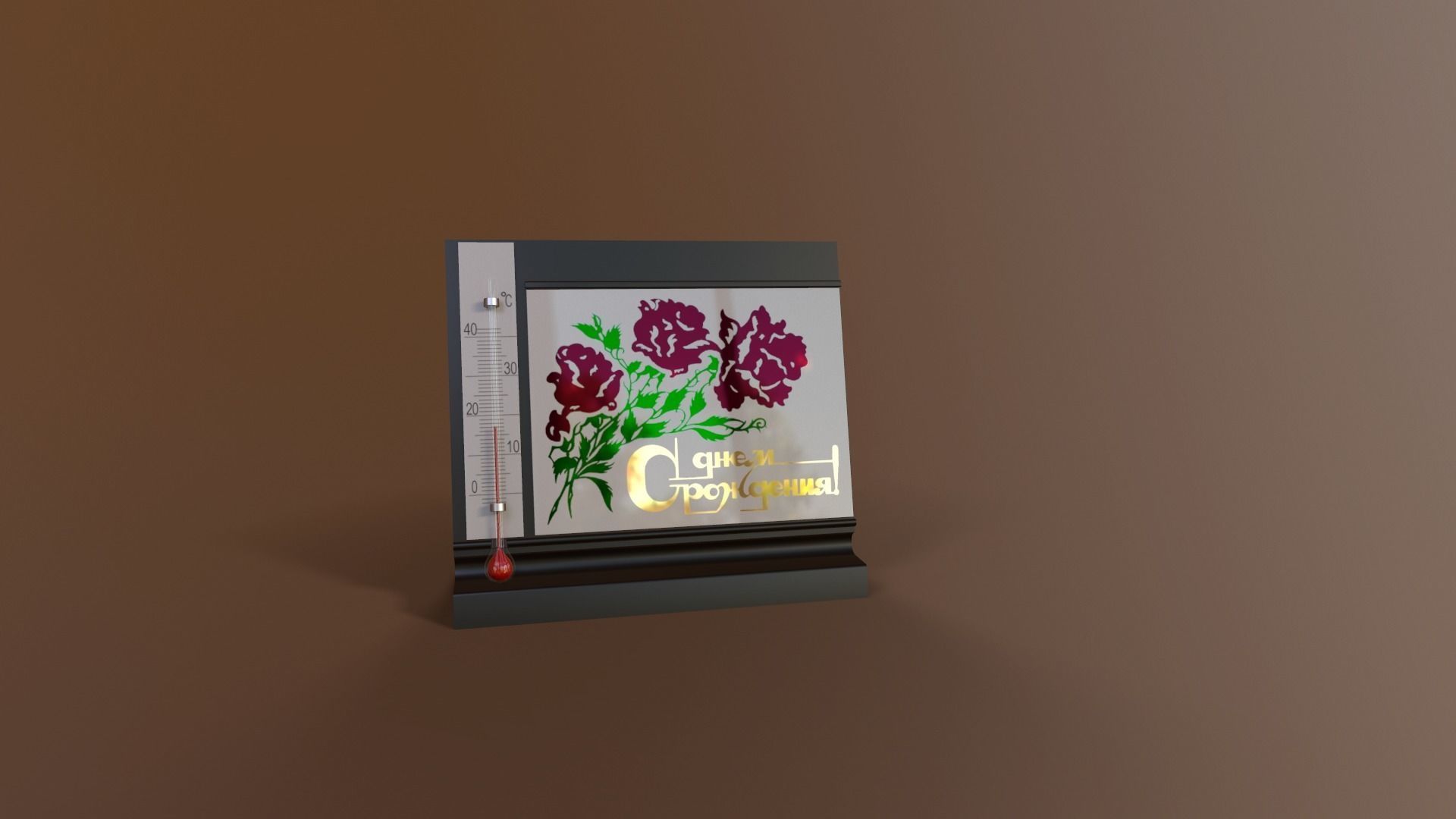 Old table thermometer  Low-poly 3D model_3