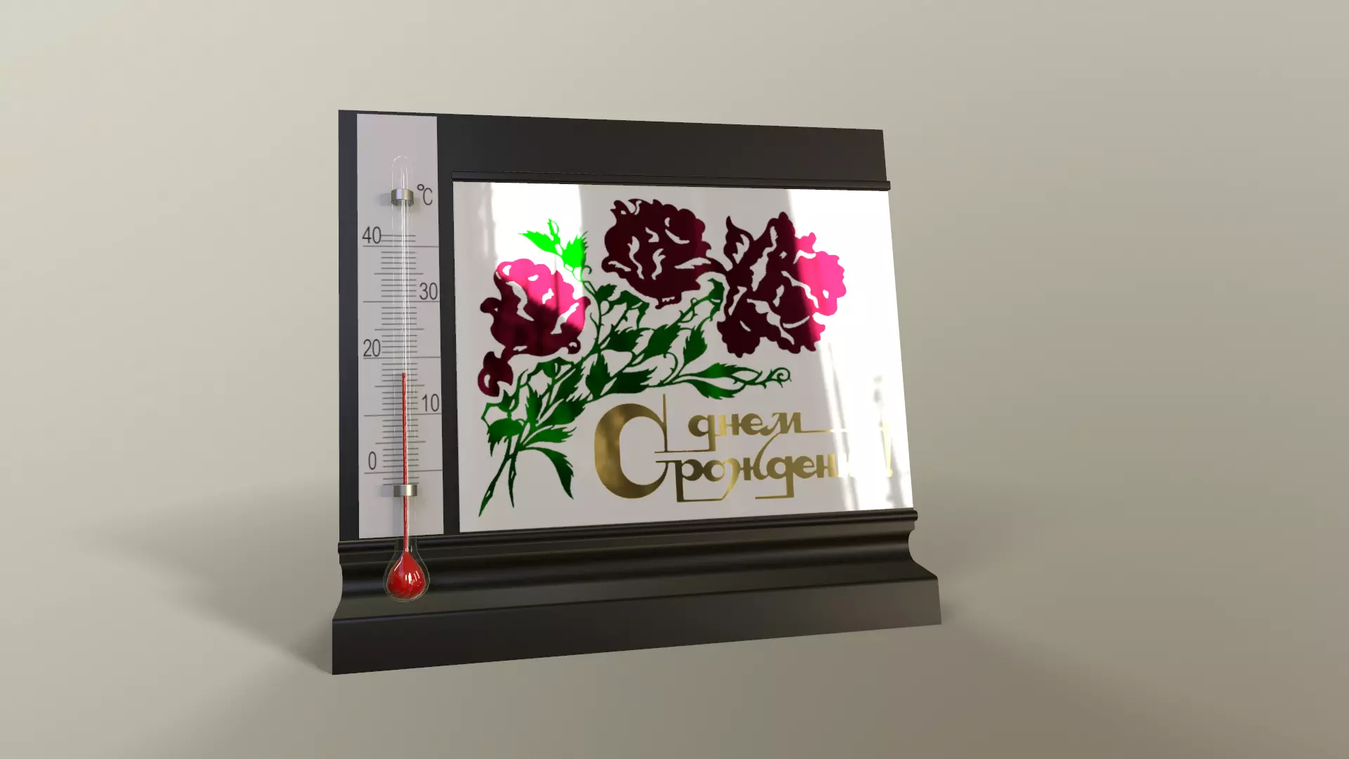 Old table thermometer  Low-poly 3D model_0