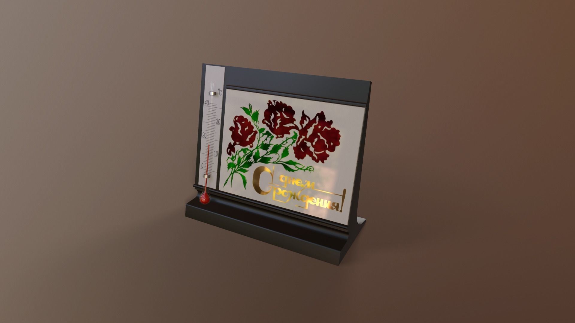 Old table thermometer  Low-poly 3D model_2