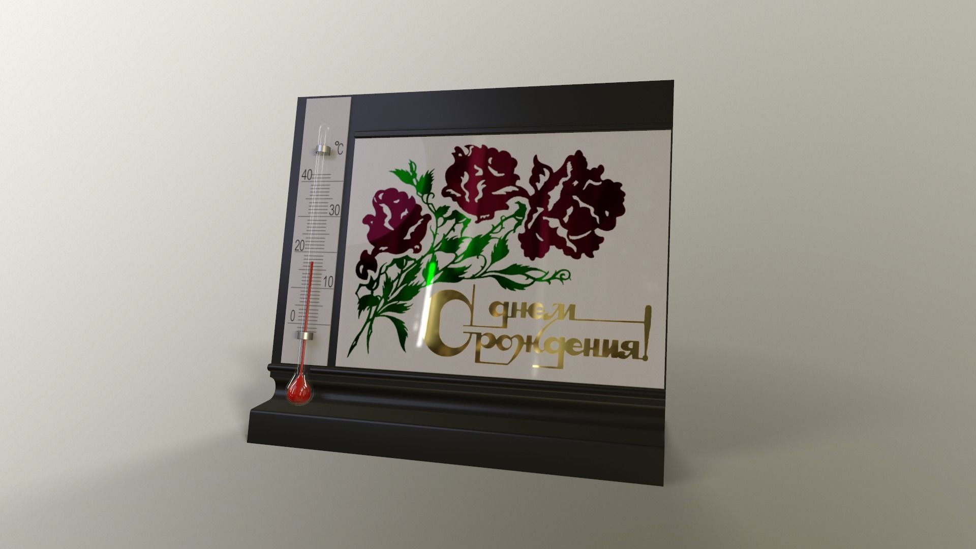 Old table thermometer  Low-poly 3D model_5