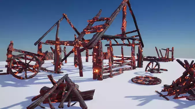 Unreal Engine Burning Wood 26 Customizable Fire Pack Low Poly