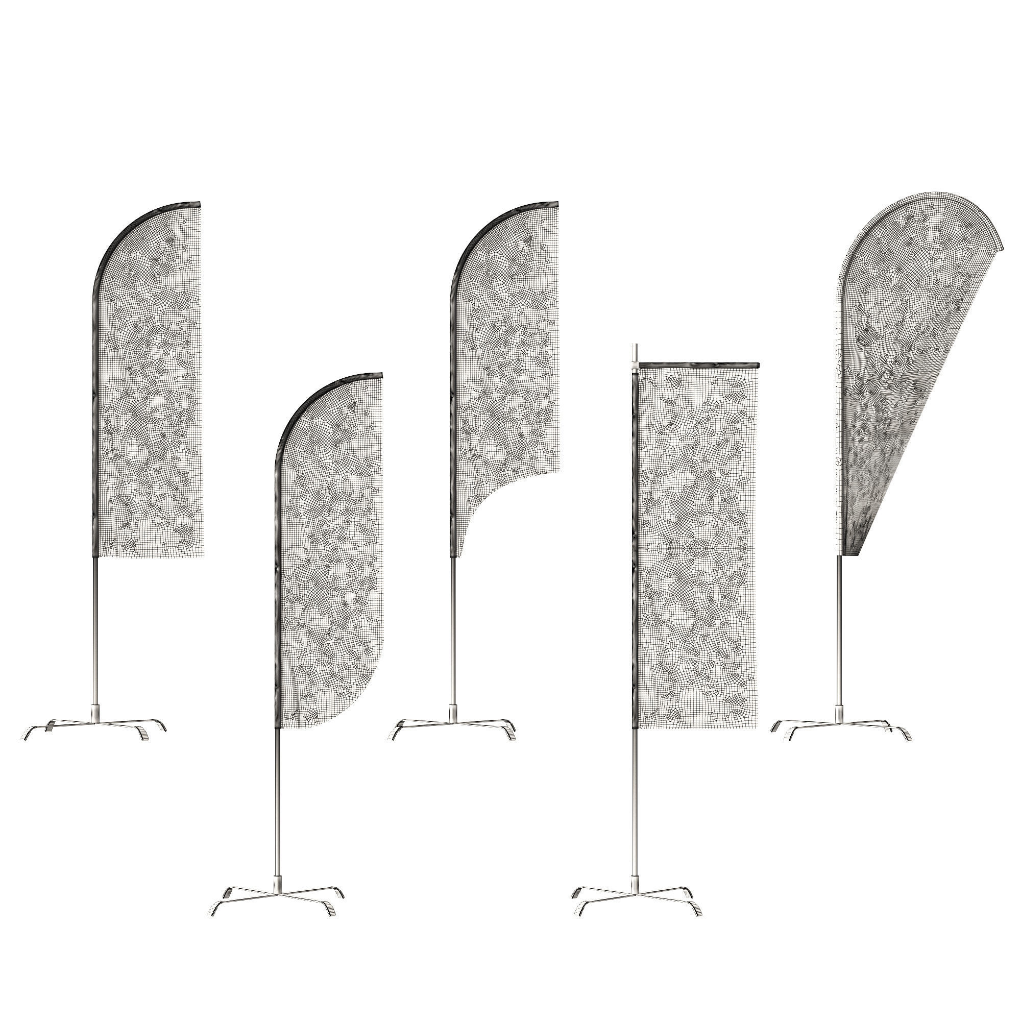 Banner flags 3D model_6