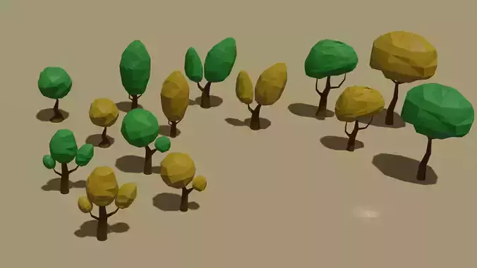 Trees pack 3D Low-poly asset 3D print model