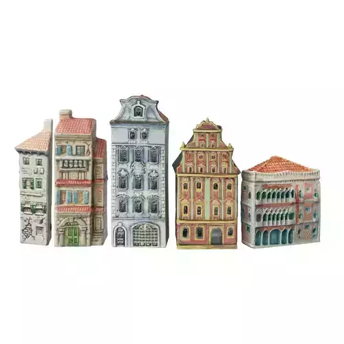 Decorative set of houses on the shelf