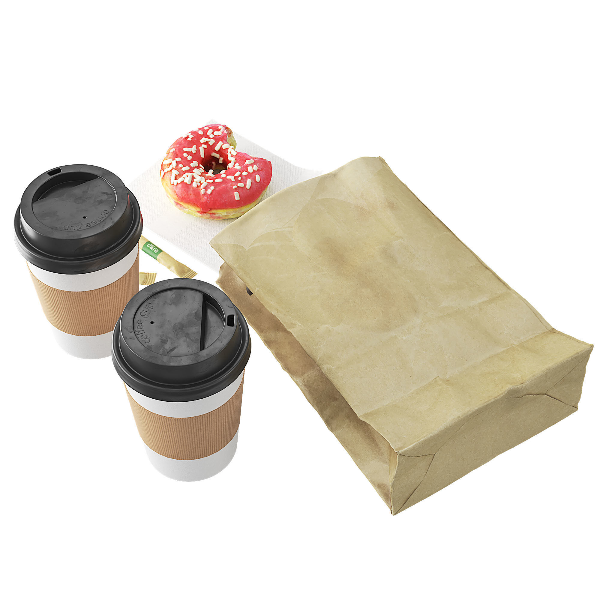 Donuts with Coffee To GO 3D model_2