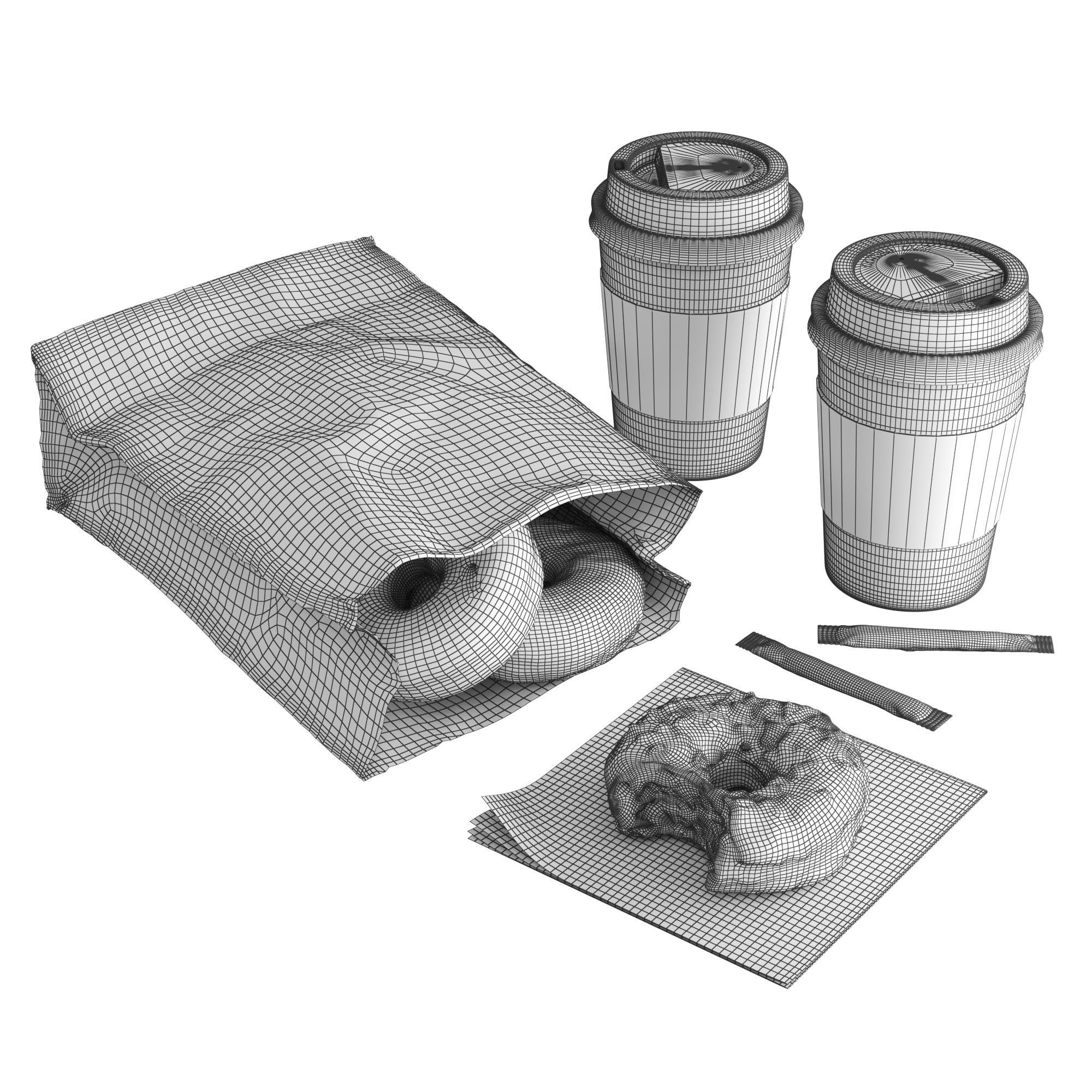 Donuts with Coffee To GO 3D model_4