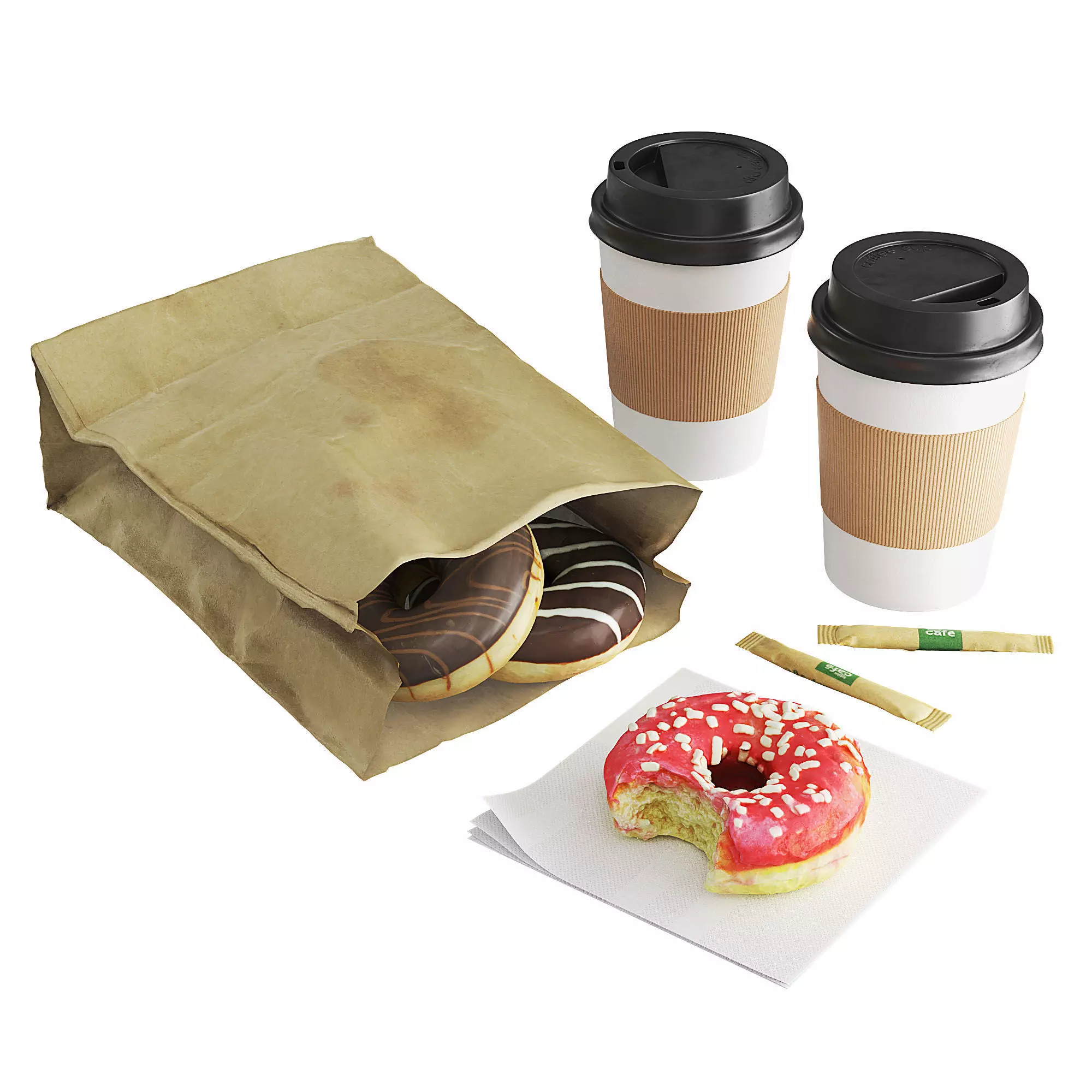 Donuts with Coffee To GO 3D model_0