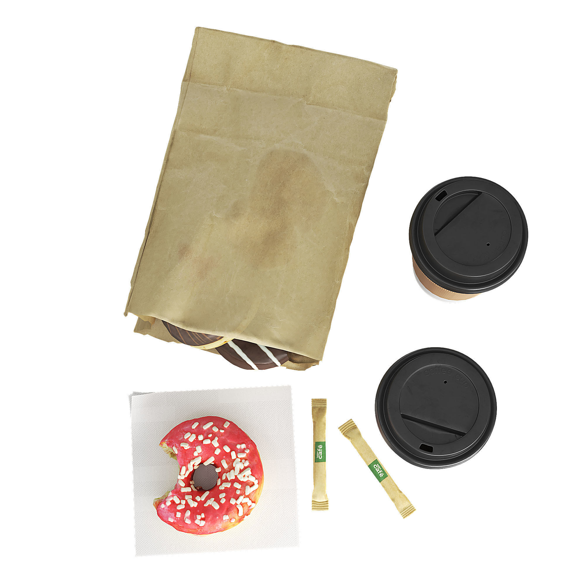 Donuts with Coffee To GO 3D model_1