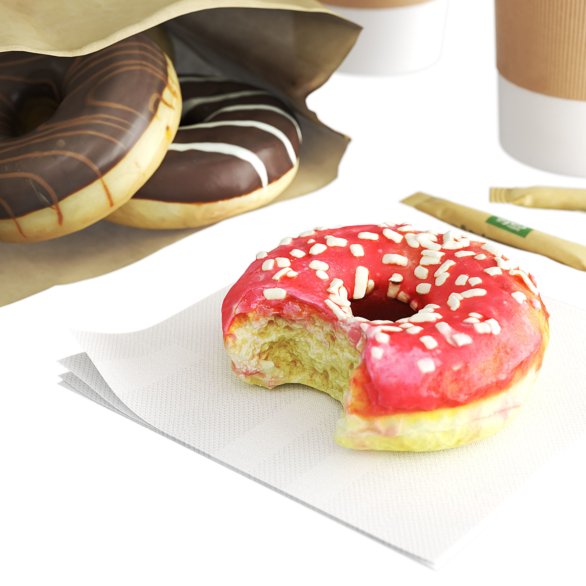 Donuts with Coffee To GO 3D model_3