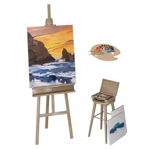 Easel with Canvas 3D model