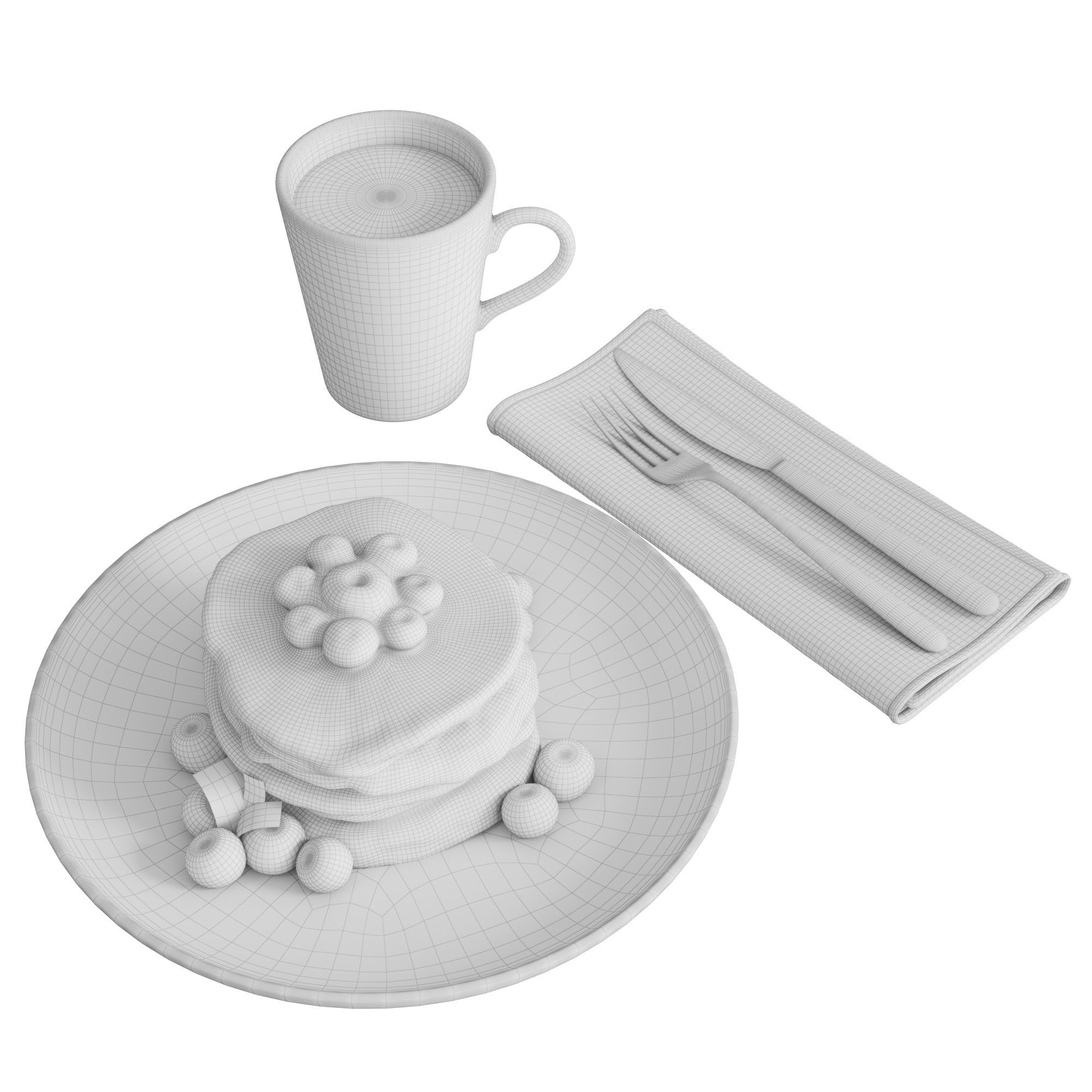 Pancakes breakfast 3D model_4