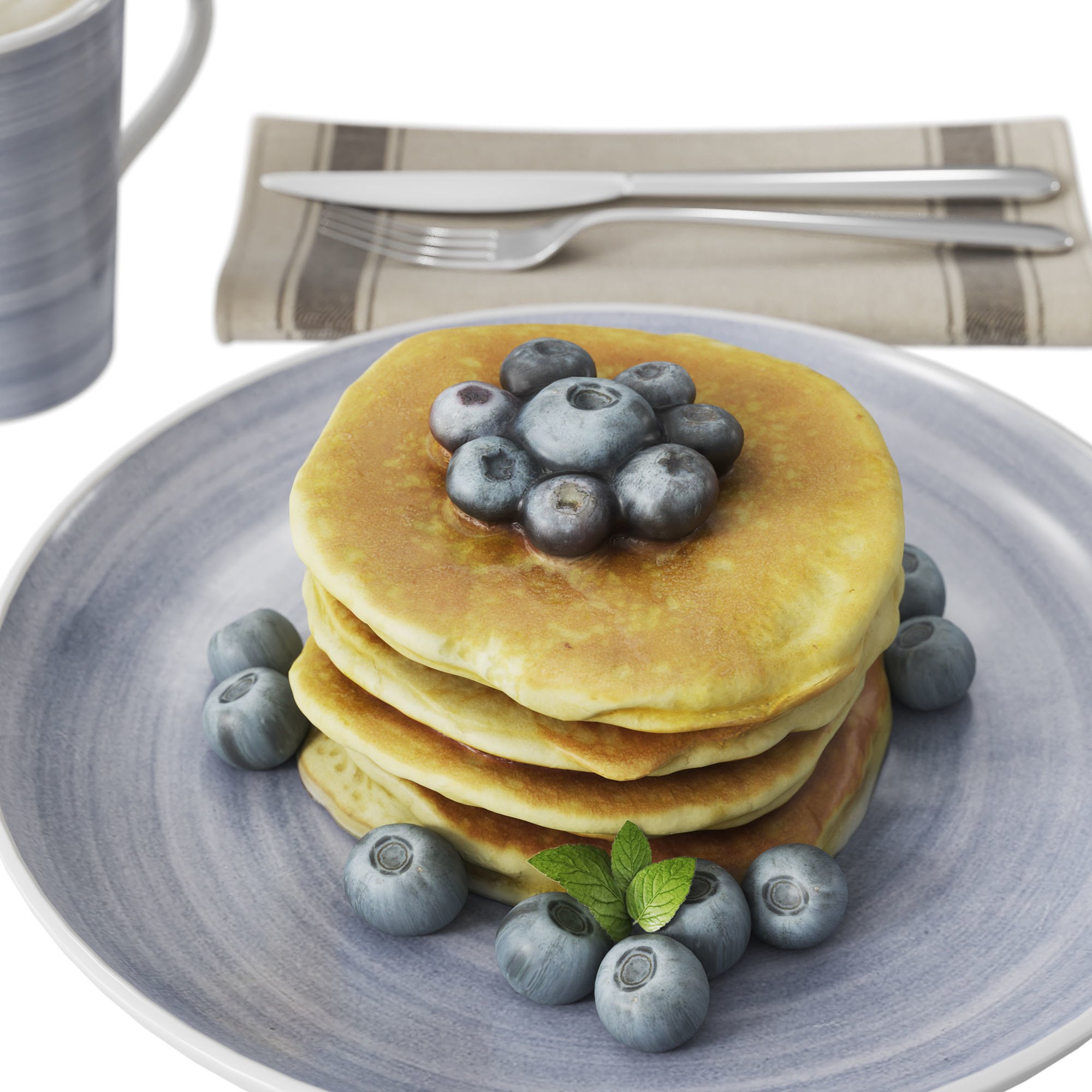 Pancakes breakfast 3D model_1