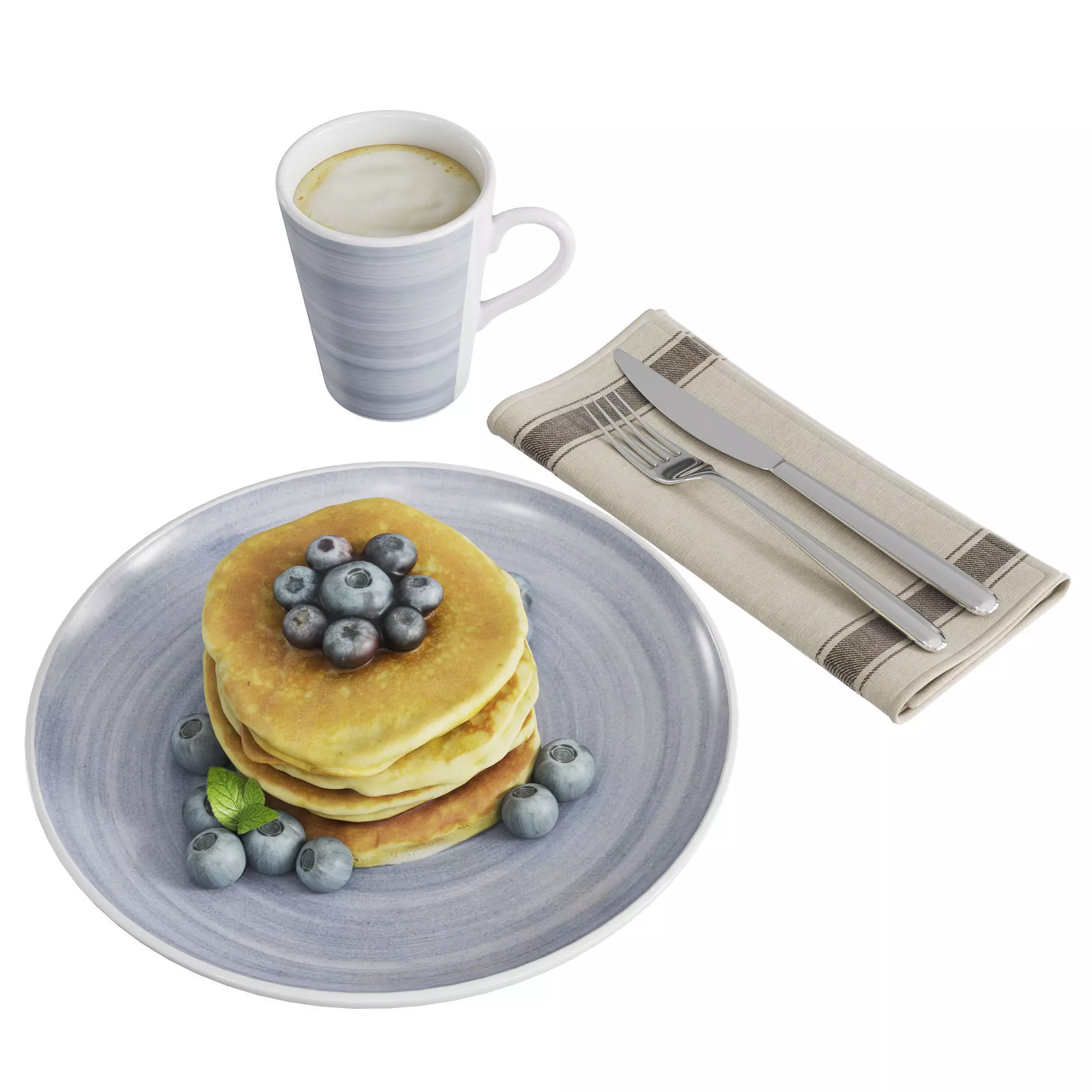 Pancakes breakfast 3D model_0
